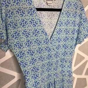 Vineyard Vines Blue and Green Patterned Top